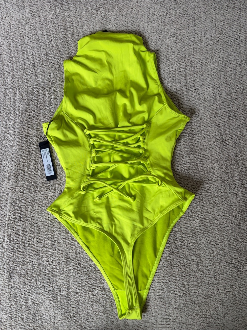 Eli Neon Yellow High-Neck Zip One-Piece Swimsuit - Picture 2 of 9